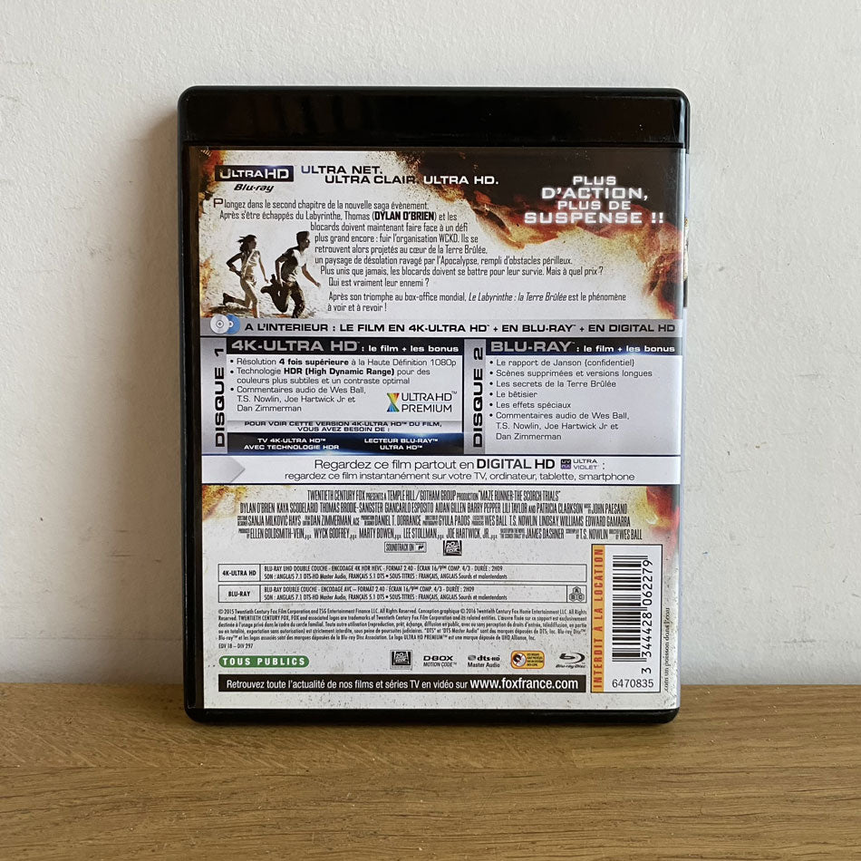 Le Labyrinthe La Terre Brulée Blu-Ray 4K Ultra HD