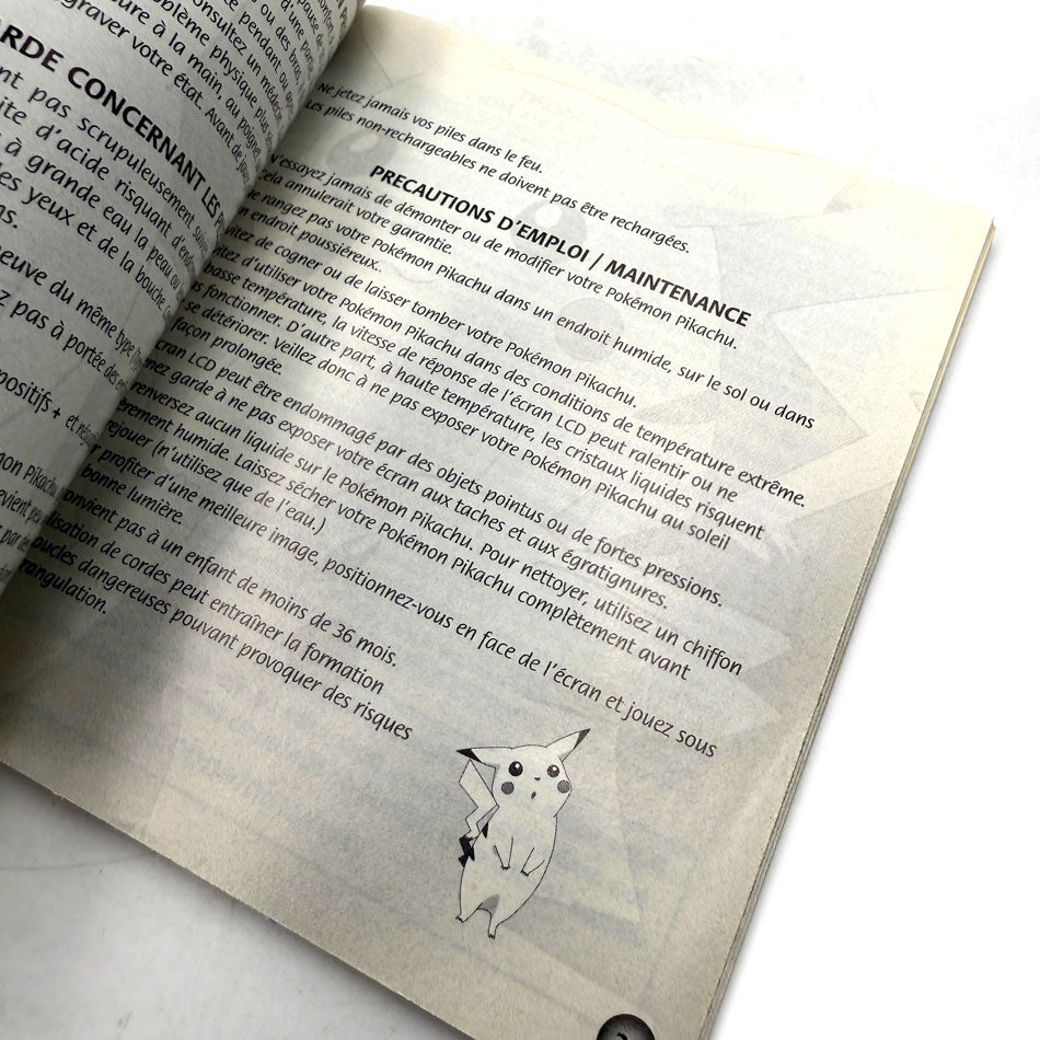 Notice Mode D'Emploi Nintendo Pokemon Pikachu Pocket