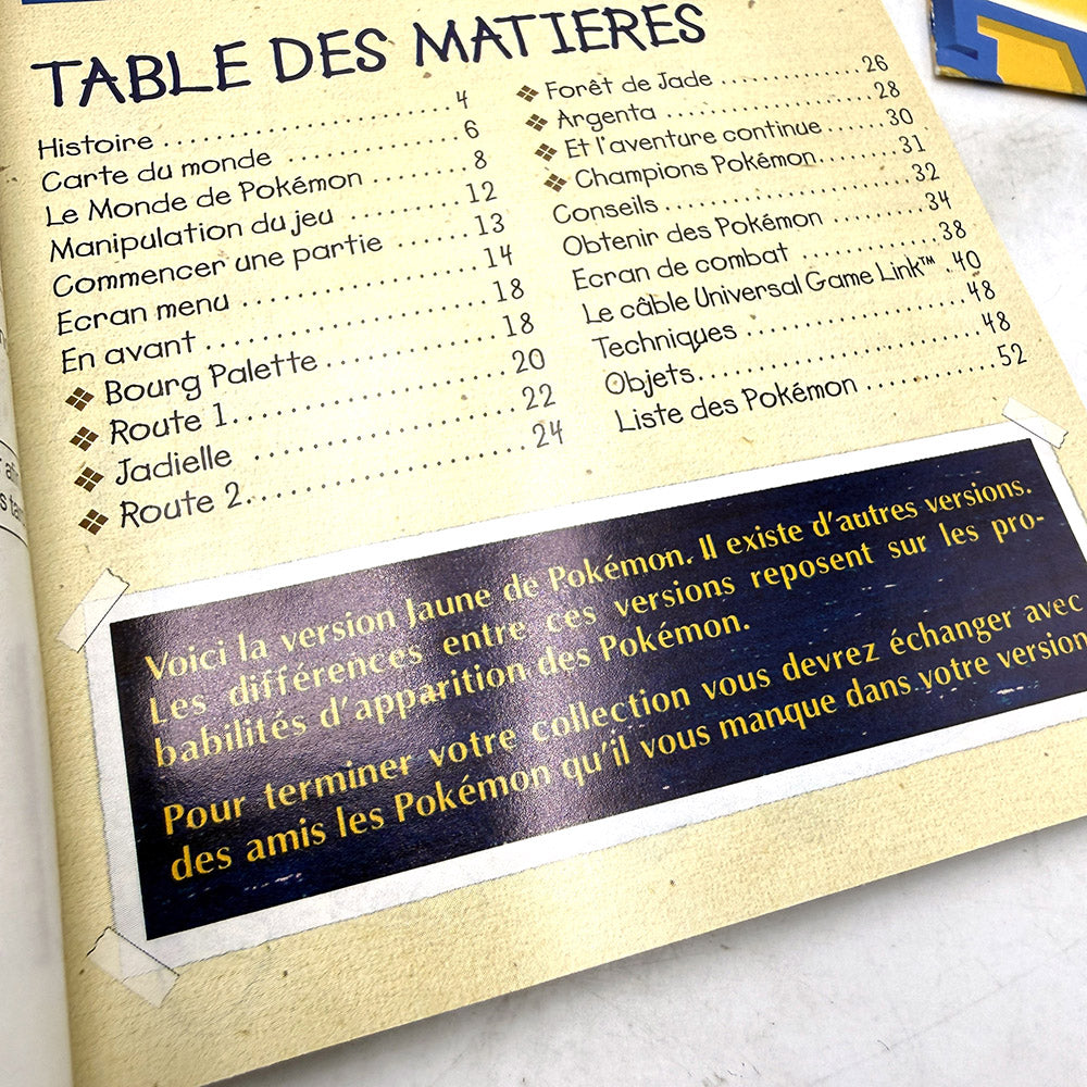 Boite et notices Pokemon Version Jaune Edition Spéciale Pikachu Nintendo Game Boy