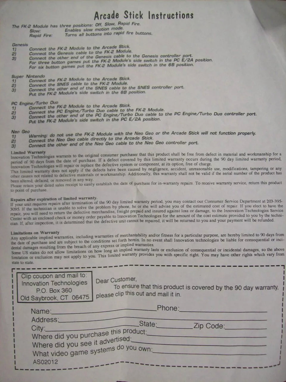 Arcade Stick by Innovation (+ Super Nintendo Adapter)