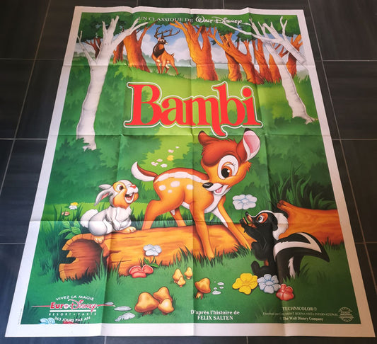 Affiche de cinéma originale Bambi Walt Disney Format 120x160