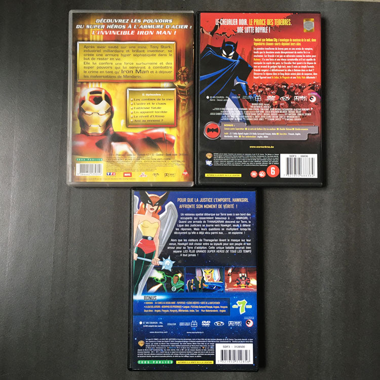 Lot de 3 DVD DC Comics Ironman Superman Batman
