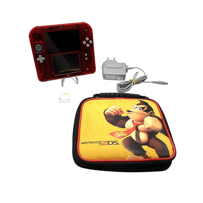 Console Nintendo 2DS Crystal Red + Jeu New Super Mario Bros 2 + Housse