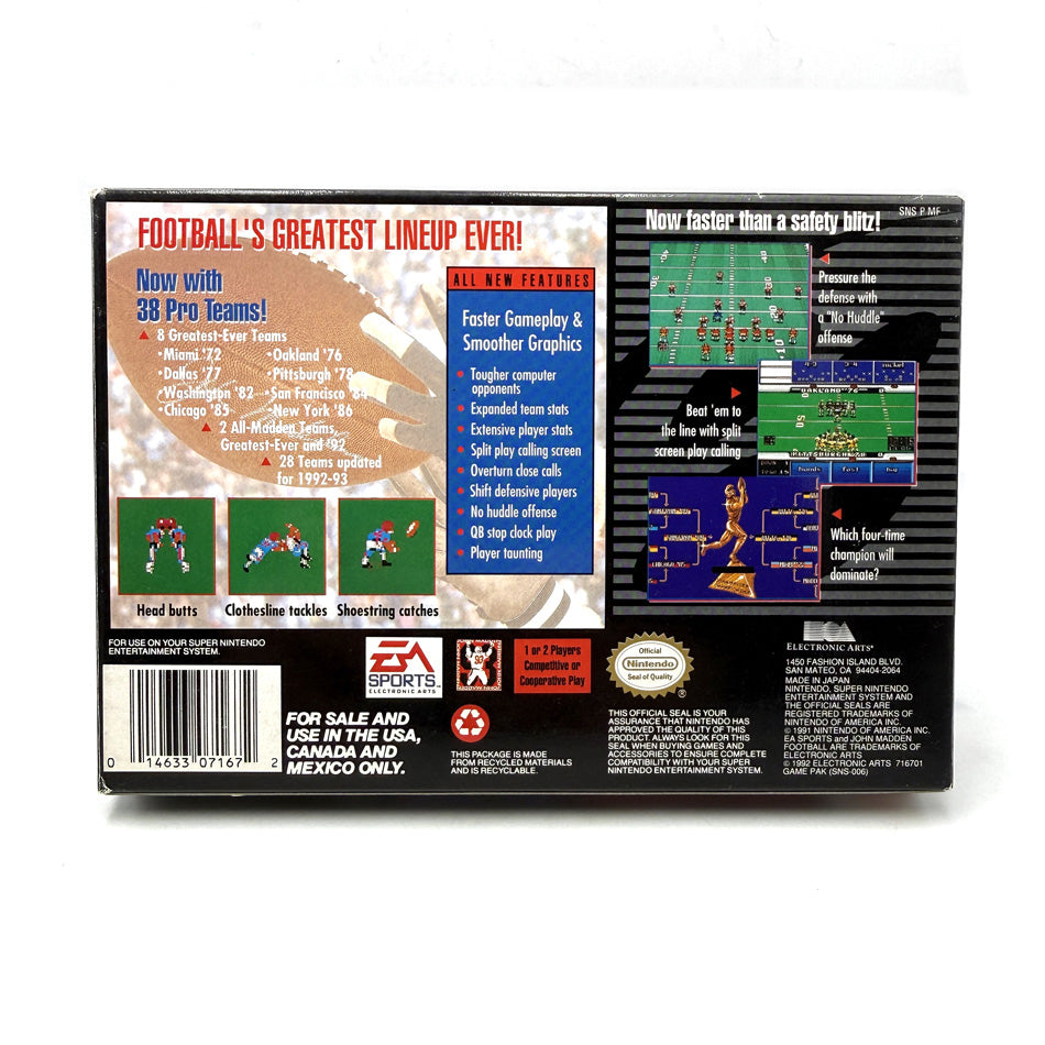 John Madden Football '93 Super Nintendo (US)