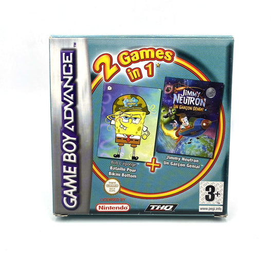 2 Games in 1 Bob L'Eponge + Jimmy Neutron Nintendo Game Boy Advance