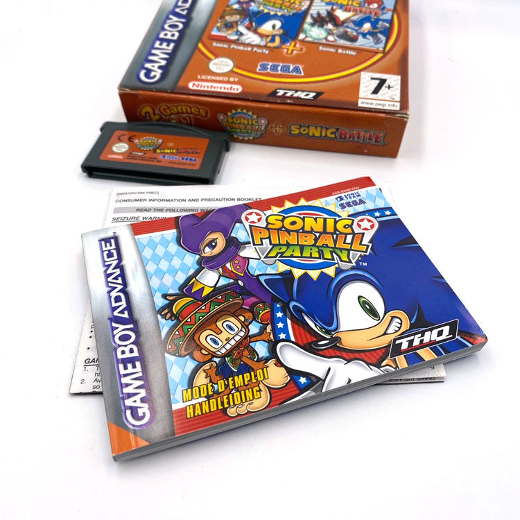 2 Games in 1 Sonic Pinball Party + Sonic Battle Nintendo Game Boy Advance