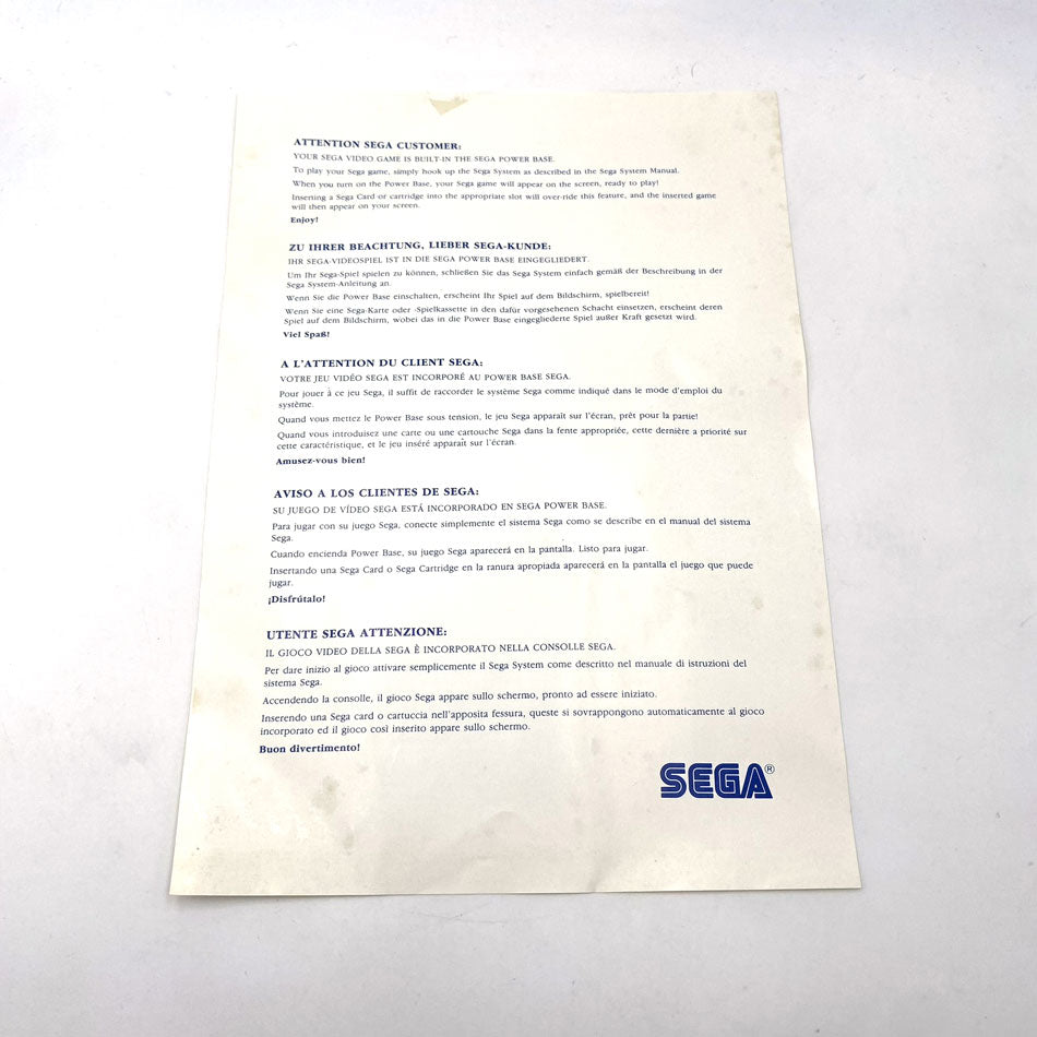 3 notices pour Sega Master System