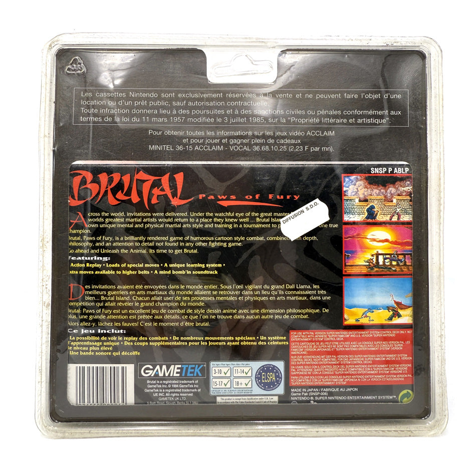 Brutal Paws Of Fury Super Nintendo (Neuf sous blister) - RARE !!!