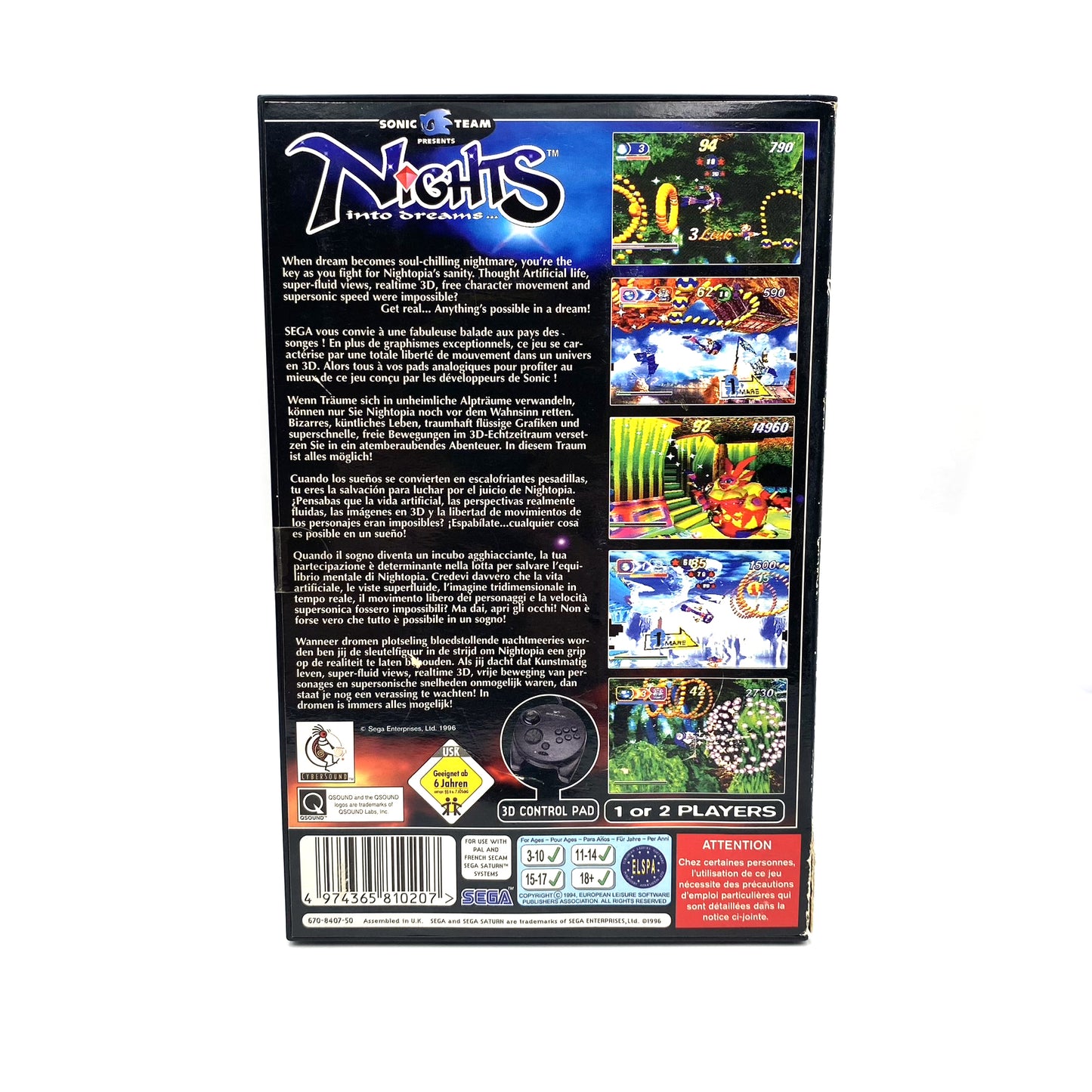 Nights Into Dreams Sega Saturn