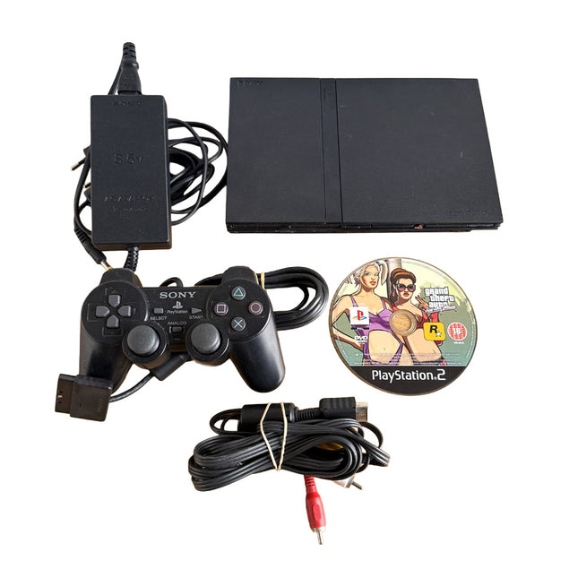 Console Playstation 2 Slim Black (SCPH-77004) + GTA Vice City Stories