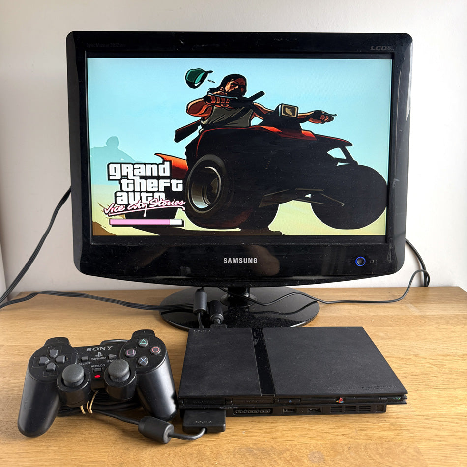 Console Playstation 2 Slim Black (SCPH-77004) + GTA Vice City Stories