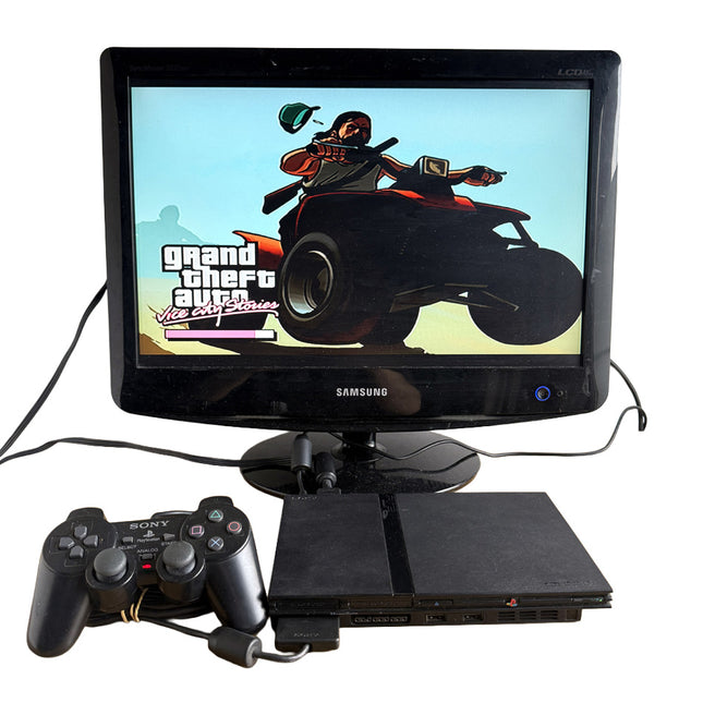 Console Playstation 2 Slim Black (SCPH-77004) + GTA Vice City Stories