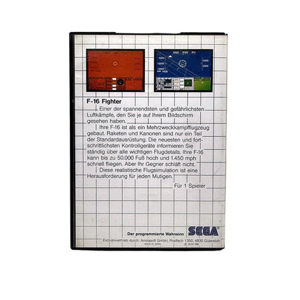 F-16 Fighter The Sega Card Sega Master System