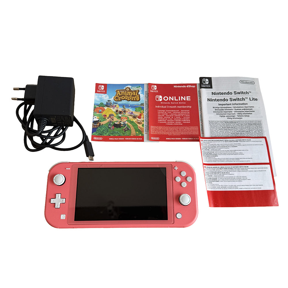 Console Nintendo Switch Lite Coral Animal Crossing New Horizons Pack