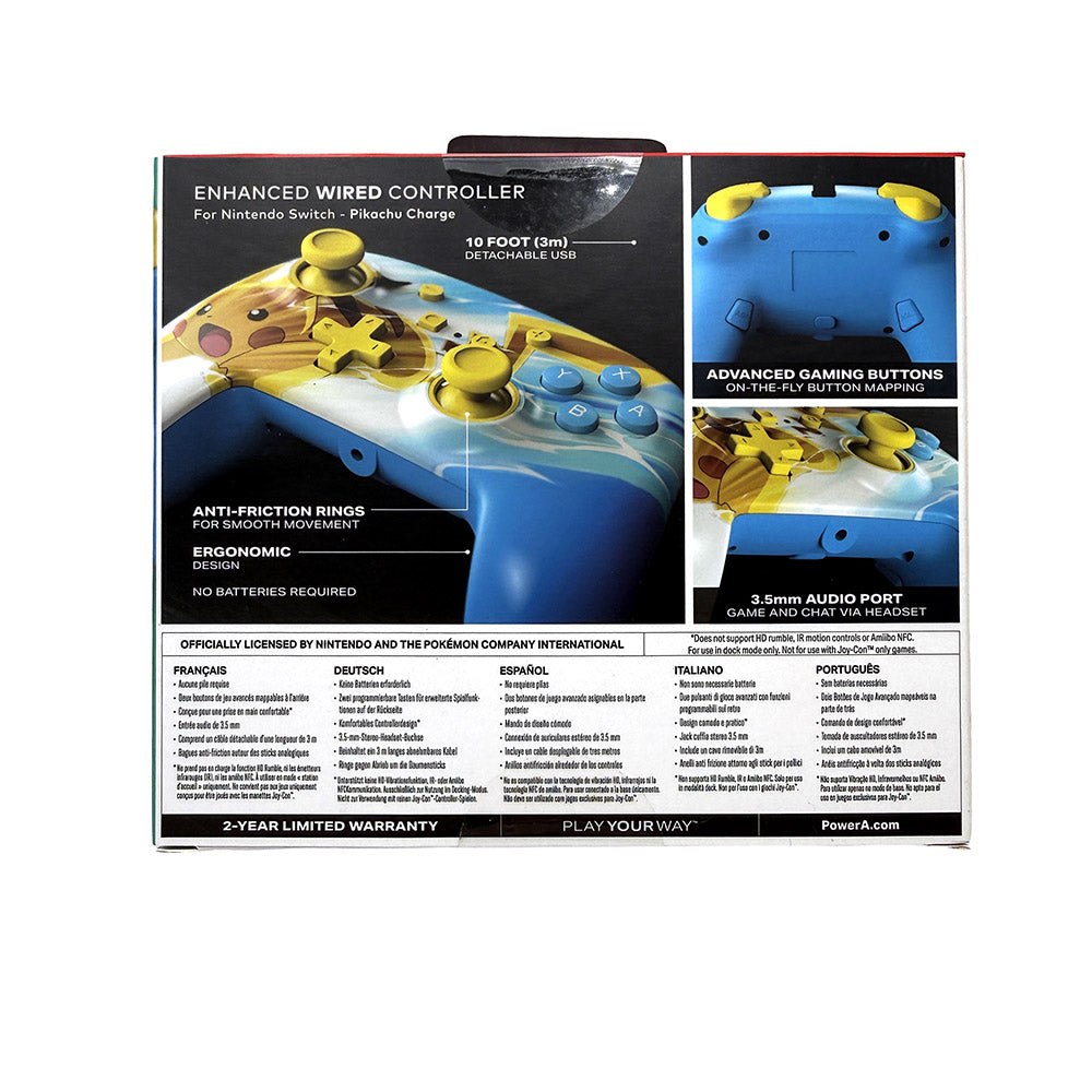 Manette filaire améliorée PowerA Nintendo Switch Pokémon Pikachu Electric Fade