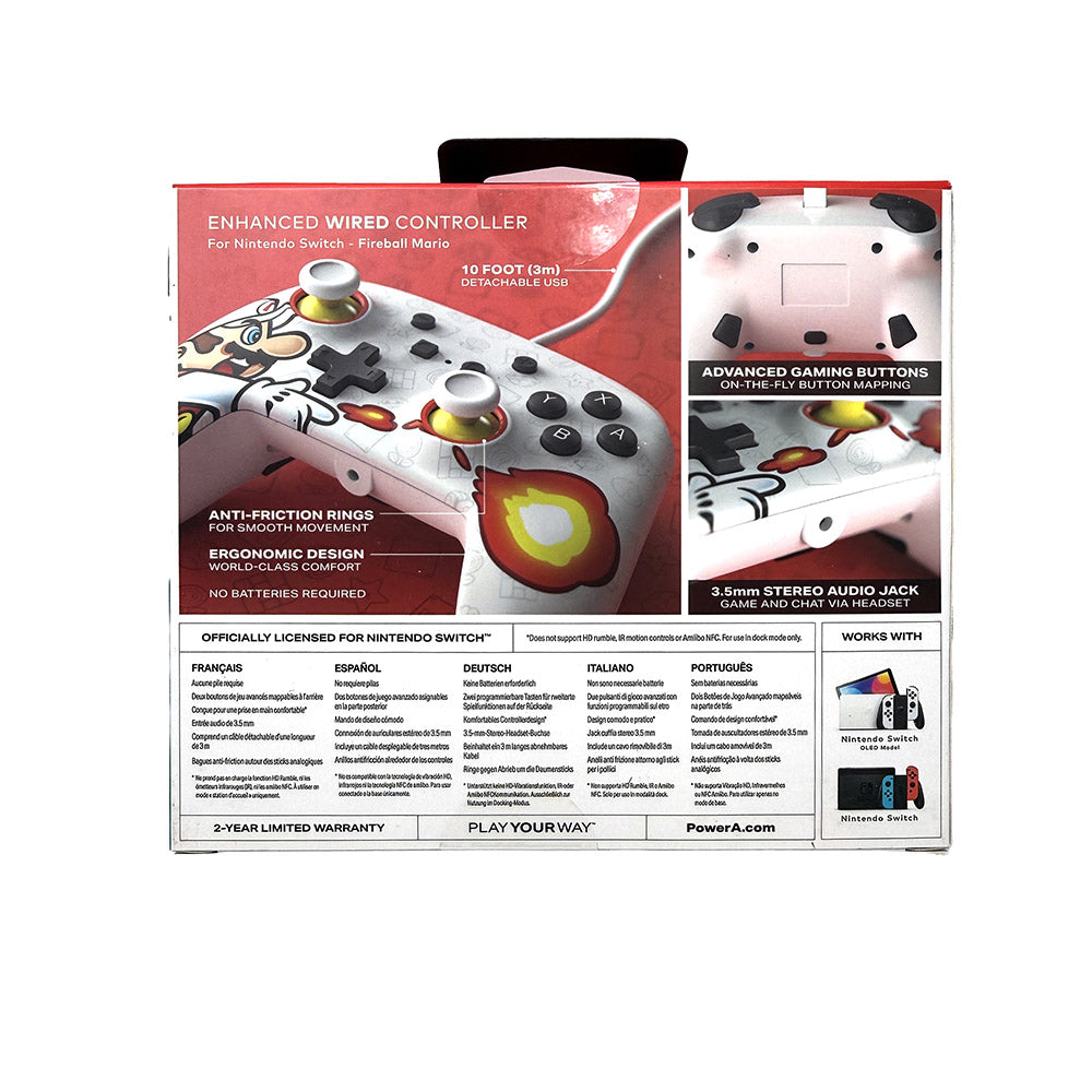 Manette filaire améliorée PowerA Nintendo Switch Fireball Mario
