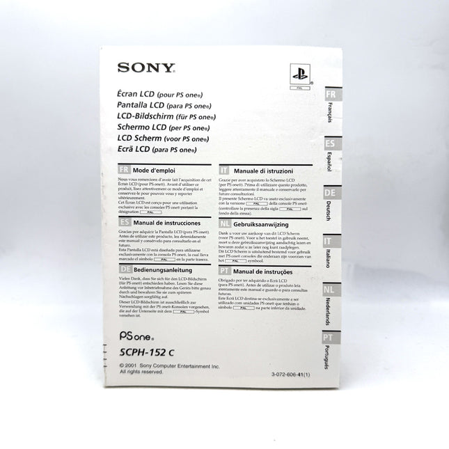 Notice Sony LCD Monitor 5 Inch (SCPH-152 C)