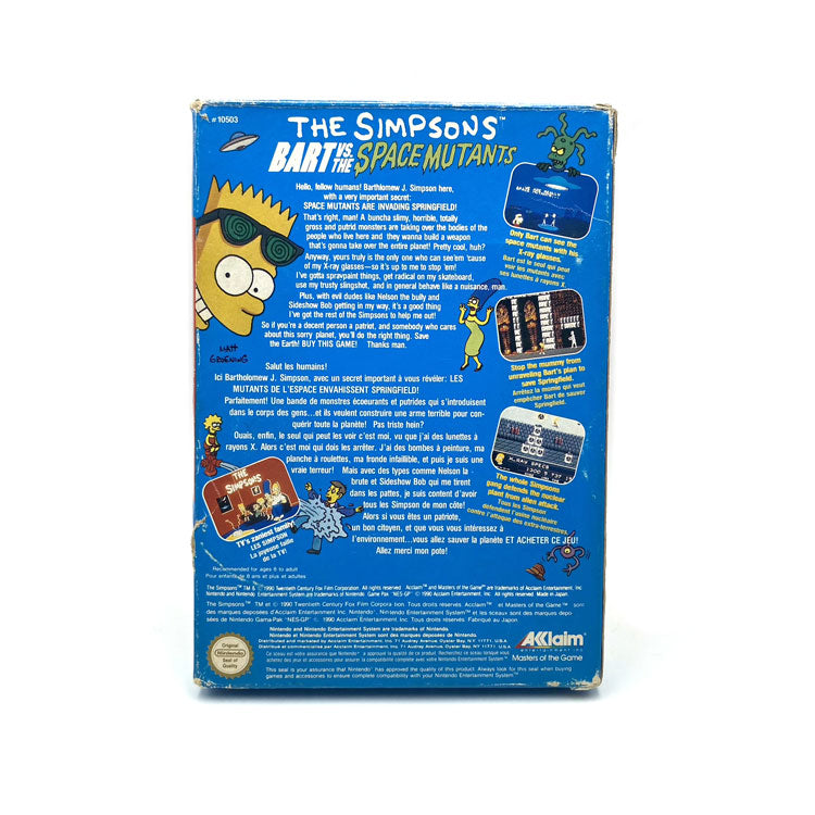 The Simpsons Bart VS. The Space Mutants Nintendo NES