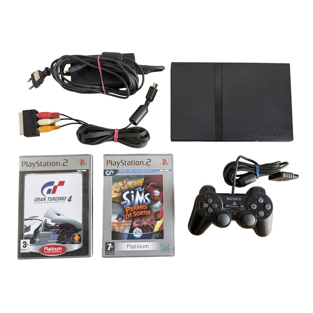 Console Sony Playstation 2 Slim noire + 2 jeux – photo 1