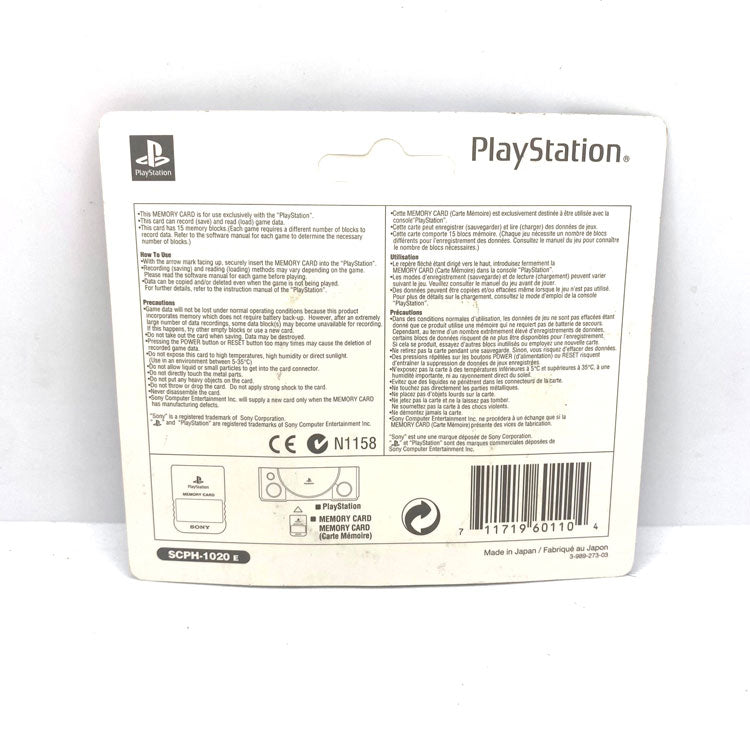 Carte mémoire Memory Card Playstation 1 (SCPH-1020 E) NEUVE
