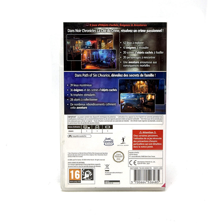 Mystery Investigations Path of Sin: L'Avarice + Noir Chronicles: La Cité du Crime Nintendo Switch