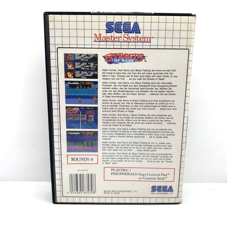 Streets Of Rage Sega Master System