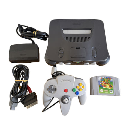 Nintendo 64 avec Super Mario 64, manette, alimentation et câble vidéo