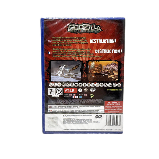 Godzilla Unleashed PS2 neuf sous blister — dos de la boîte
