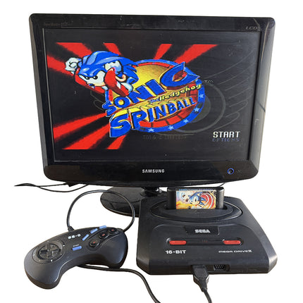 Console Sega Mega Drive II avec Sonic Spinball : démonstration de fonctionnement, écran non inclus