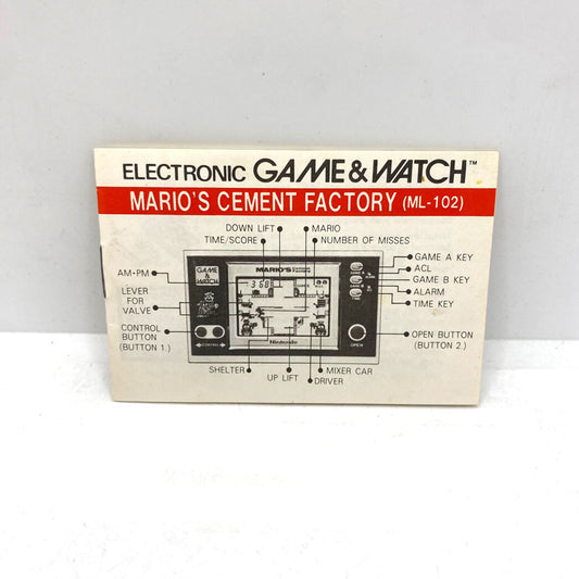 Notice Mario's Cement Factory Nintendo Game & Watch
