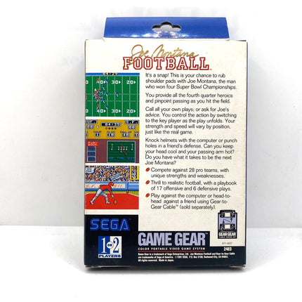 Joe Montana Football Sega Game Gear