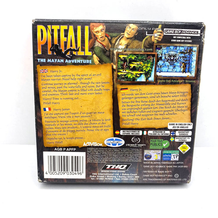 Boite et notices Pitfall Nintendo Game Boy Advance