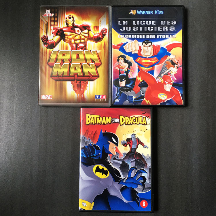 Lot de 3 DVD DC Comics Ironman Superman Batman